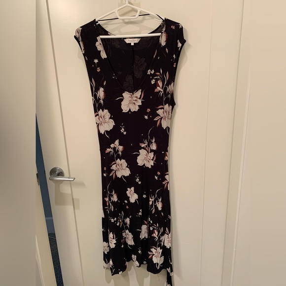 Part Two Black Floral Print Dress with Tie Waist - Picture 3 of 5